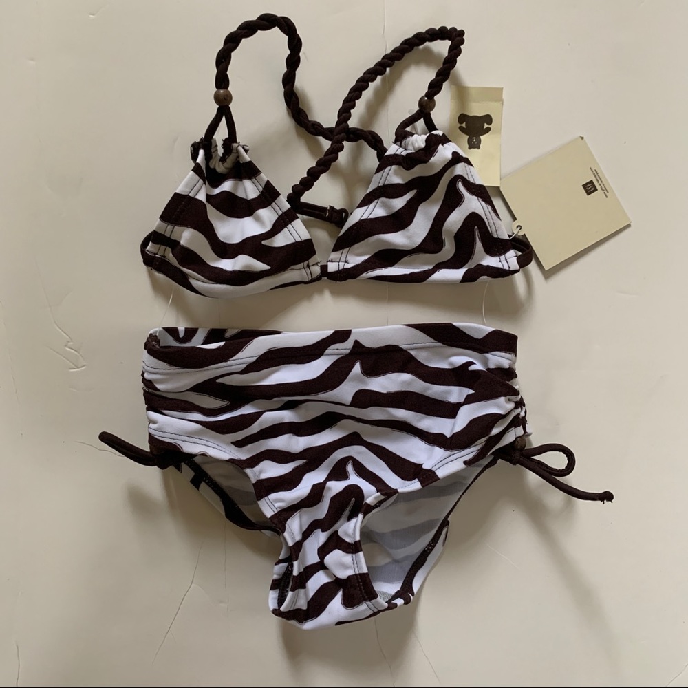 NWT Baby Gap Girls 2pc Zebra Print Swimsuit UPF40+